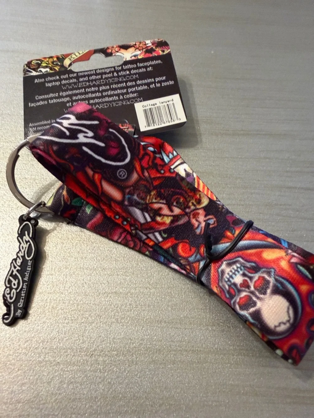 Ed Hardy Tattoo-Print Phone Lanyard in Black, Red, Purple & Orange